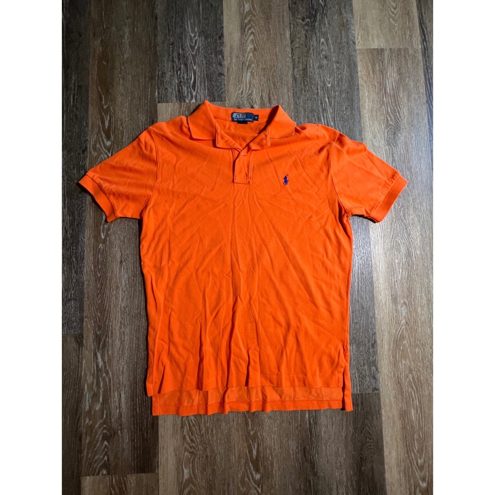 Polo Ralph Lauren Polo Mens Medium Orange Short Sleeve Pique Pony‎ Logo